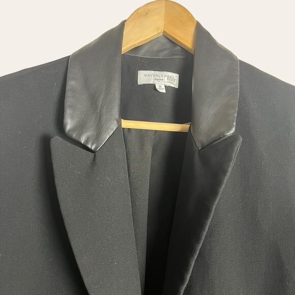 Waverly Grey Hudson Black Leather Trim Single Breasted Car Coat Size M - Picture 3 of 11